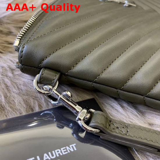 Saint Laurent Monogram A5 Pouch in Light Khaki Matelasse Leather Replica