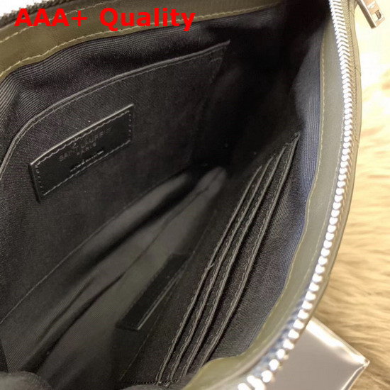 Saint Laurent Monogram A5 Pouch in Light Khaki Matelasse Leather Replica