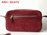 Saint Laurent Monogram All Over Camera Bag in Burgundy Suede Calfskin Leather Replica