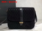 Saint Laurent Monogram All Over Small Satchel in Black Suede Calfskin Leather Replica