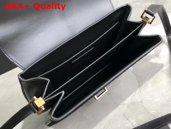 Saint Laurent Monogram All Over Small Satchel in Black Suede Calfskin Leather Replica
