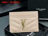 Saint Laurent Monogram Card Case in Beige Grain de Poudre Embossed Leather Replica