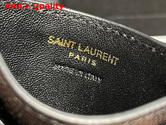 Saint Laurent Monogram Card Case in Black Grain de Poudre Embossed Leather Replica