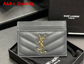 Saint Laurent Monogram Card Case in Storm Grain de Poudre Embossed Leather Replica