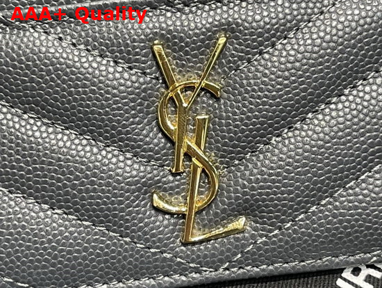 Saint Laurent Monogram Card Case in Storm Grain de Poudre Embossed Leather Replica