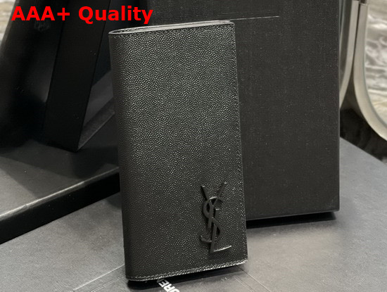 Saint Laurent Monogram Continental Wallet in Black Grain de Poudre Embossed Leather Replica