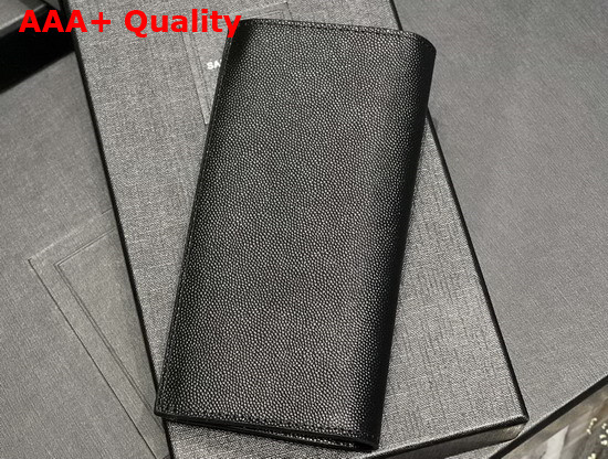 Saint Laurent Monogram Continental Wallet in Black Grain de Poudre Embossed Leather Replica