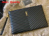 Saint Laurent Monogram Document Holder in Black Matelasse Leather Replica