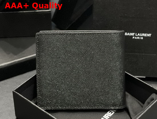 Saint Laurent Monogram East West Wallet in Black Grain de Poudre Embossed Leather Replica