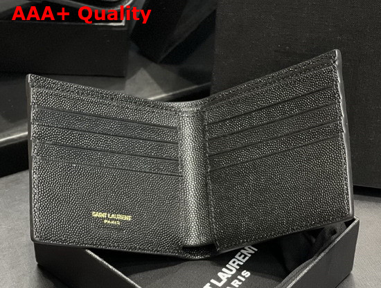 Saint Laurent Monogram East West Wallet in Black Grain de Poudre Embossed Leather Replica