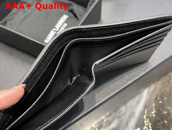 Saint Laurent Monogram East West Wallet in Black Grain de Poudre Embossed Leather Replica