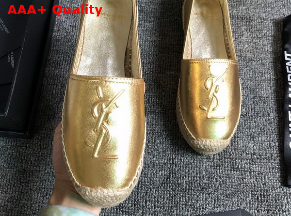 Saint Laurent Monogram Espadrilles in Gold Lambskin Replica