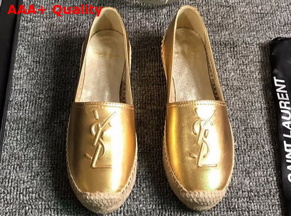 Saint Laurent Monogram Espadrilles in Gold Lambskin Replica