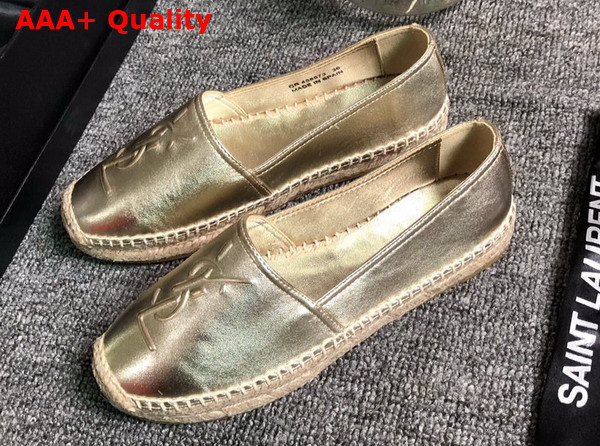 Saint Laurent Monogram Espadrilles in Light Gold Lambskin Replica