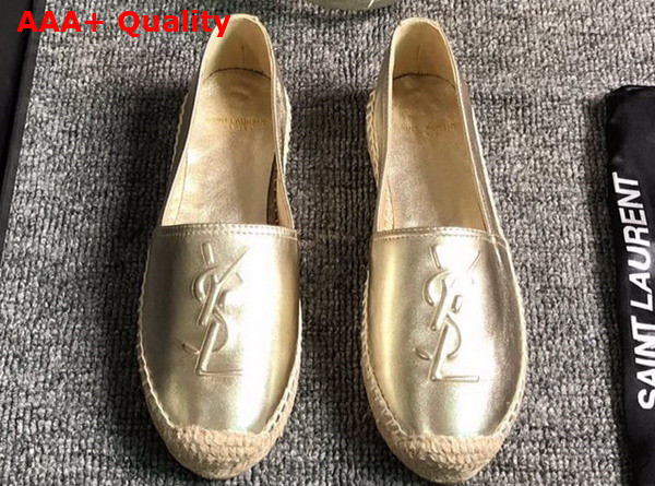 Saint Laurent Monogram Espadrilles in Light Gold Lambskin Replica
