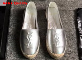 Saint Laurent Monogram Espadrilles in Silver Lambskin Replica