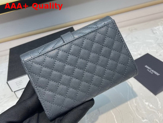 Saint Laurent Monogram Small Envelope Wallet in Grey Mix Quilted Grained Leather Replica