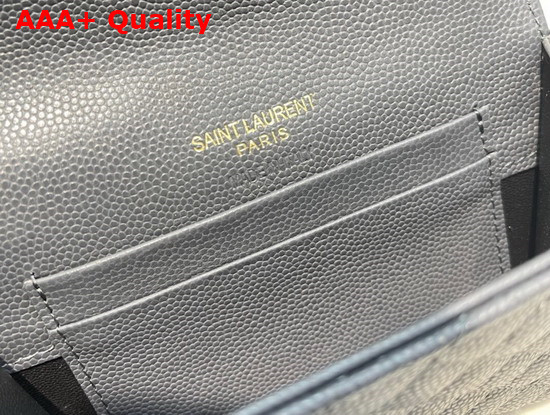 Saint Laurent Monogram Small Envelope Wallet in Grey Mix Quilted Grained Leather Replica
