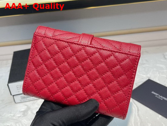 Saint Laurent Monogram Small Envelope Wallet in Red Mix Quilted Grained Leather Replica