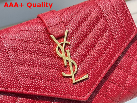 Saint Laurent Monogram Small Envelope Wallet in Red Mix Quilted Grained Leather Replica