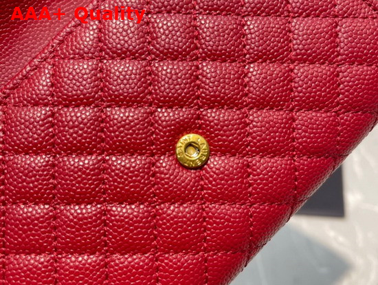 Saint Laurent Monogram Small Envelope Wallet in Red Mix Quilted Grained Leather Replica