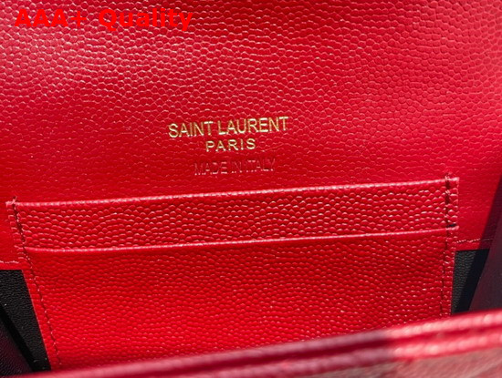 Saint Laurent Monogram Small Envelope Wallet in Red Mix Quilted Grained Leather Replica