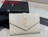 Saint Laurent Monogram Small Envelope Wallet in White Mix Quilted Grained Leather Replica