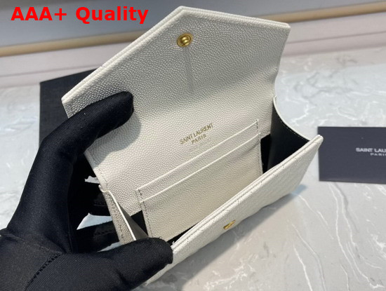 Saint Laurent Monogram Small Envelope Wallet in White Mix Quilted Grained Leather Replica
