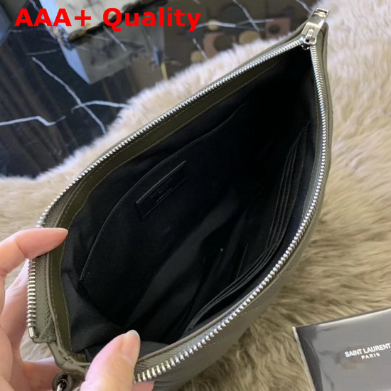 Saint Laurent Monogram Tablet Pouch in Light Khaki Matelasse Leather Replica