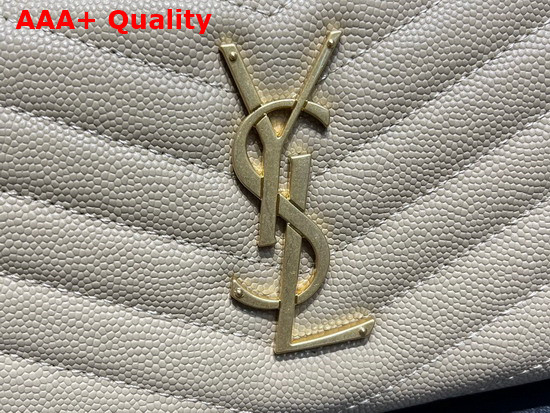 Saint Laurent Monogram Zip Around Wallet in Beige Grain de Poudre Embossed Leather Replica