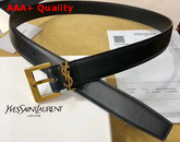 Saint Laurent Monogramme Belt with Square Buckle in Smooth Leather Black Calfskin Leather and Bronze Metal Hardware Replica