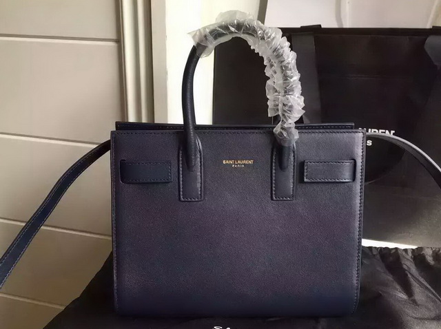 Saint Laurent Nano Sac De Jour Bag in Dark Blue Leather for Sale