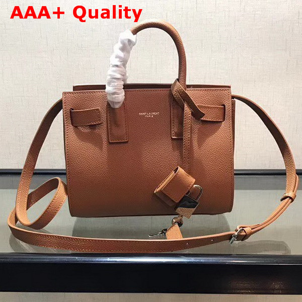 Saint Laurent Nano Sac De Jour Souple Bag in Brown Grained Leather Replica