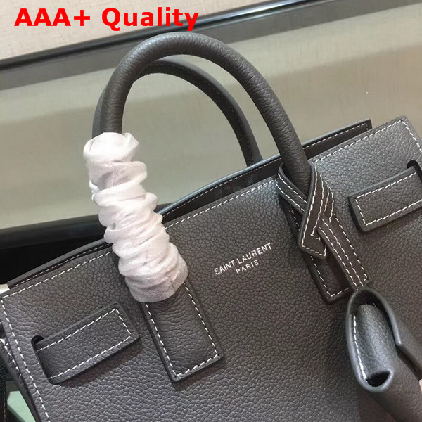 Saint Laurent Nano Sac De Jour Souple Bag in Grey Grained Leather Replica