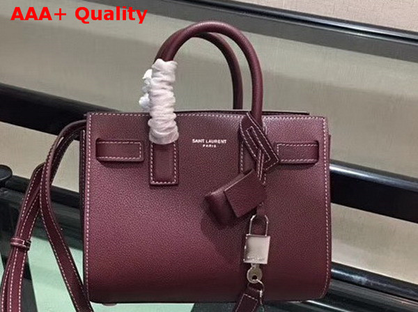 Saint Laurent Nano Sac De Jour Souple Bag in Oxblood Grained Leather Replica