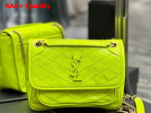 Saint Laurent Niki Baby Chain Bag in Neon Yellow Crinkled Lambskin Replica