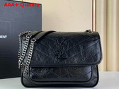 Saint Laurent Niki Baby Flap Bag in Black Vintage Calf Leather Replica
