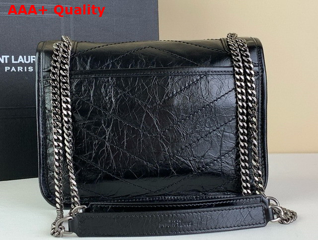 Saint Laurent Niki Baby Flap Bag in Black Vintage Calf Leather Replica