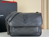 Saint Laurent Niki Baby Flap Bag in Storm Vintage Calf Leather Replica