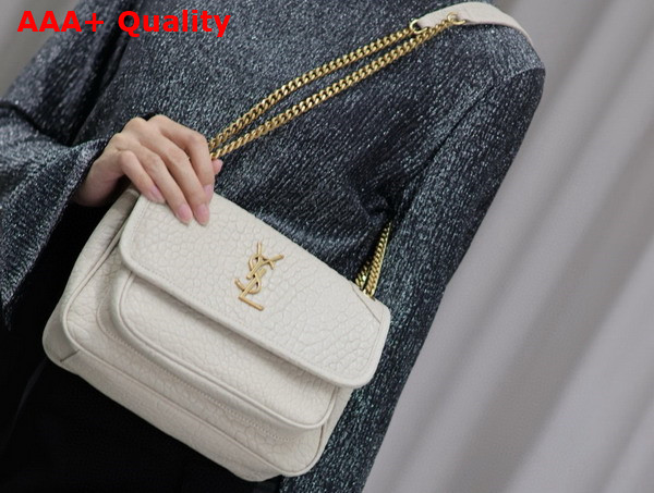 Saint Laurent Niki Baby in Blanc Vintage Grained Lambskin Replica