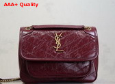 Saint Laurent Niki Baby in Burgundy Vintage Leather Replica