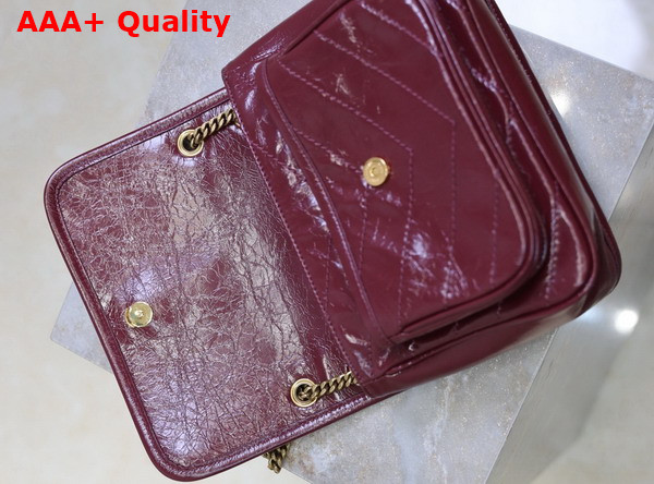 Saint Laurent Niki Baby in Burgundy Vintage Leather Replica