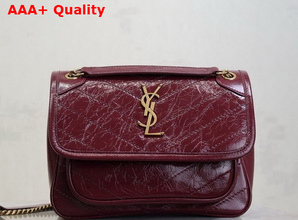 Saint Laurent Niki Baby in Burgundy Vintage Leather Replica