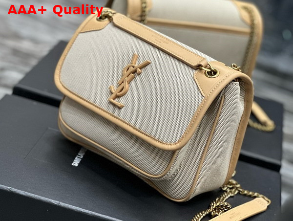 Saint Laurent Niki Baby in Canvas and Vegetable Tanned Leather Replica