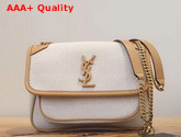 Saint Laurent Niki Baby in Cotton Canvas and Vintage Leather Natural Beige Replica