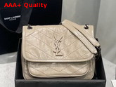 Saint Laurent Niki Baby in Cream Crinkled Vintage Leather Replica