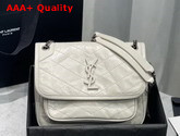 Saint Laurent Niki Baby in Crinkled Vintage Leather Blanc Vintage Replica