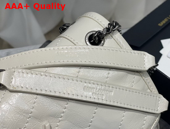 Saint Laurent Niki Baby in Crinkled Vintage Leather Blanc Vintage Replica