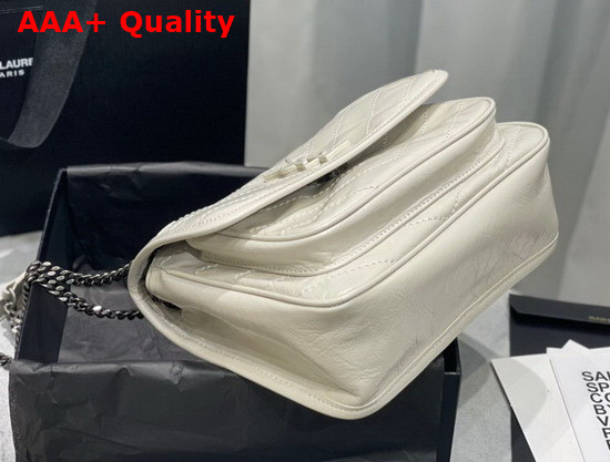 Saint Laurent Niki Baby in Crinkled Vintage Leather Blanc Vintage Replica