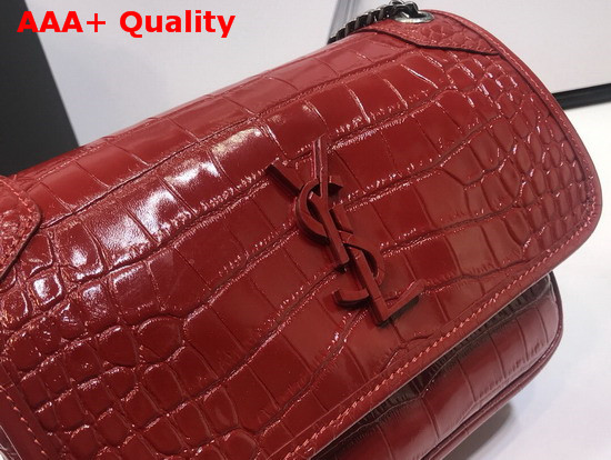 Saint Laurent Niki Baby in Crocodile Embossed Patent Leather Red Replica